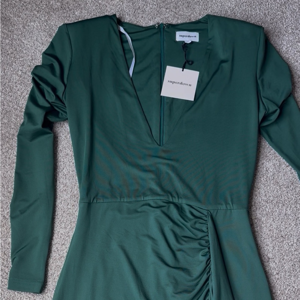 Superdown Green Ruched Dress